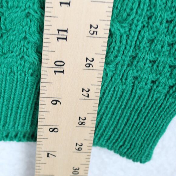 Carraig Donn Irish Wool Sweater Mens XL Green Cable Knit Turtleneck St Patricks - Picture 6 of 8